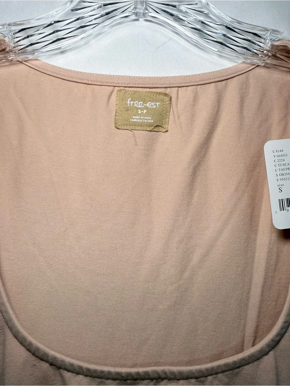 Free People Tan Solid Square Neck Long Sleeve Stretch Knit Mini Dress Small NWT